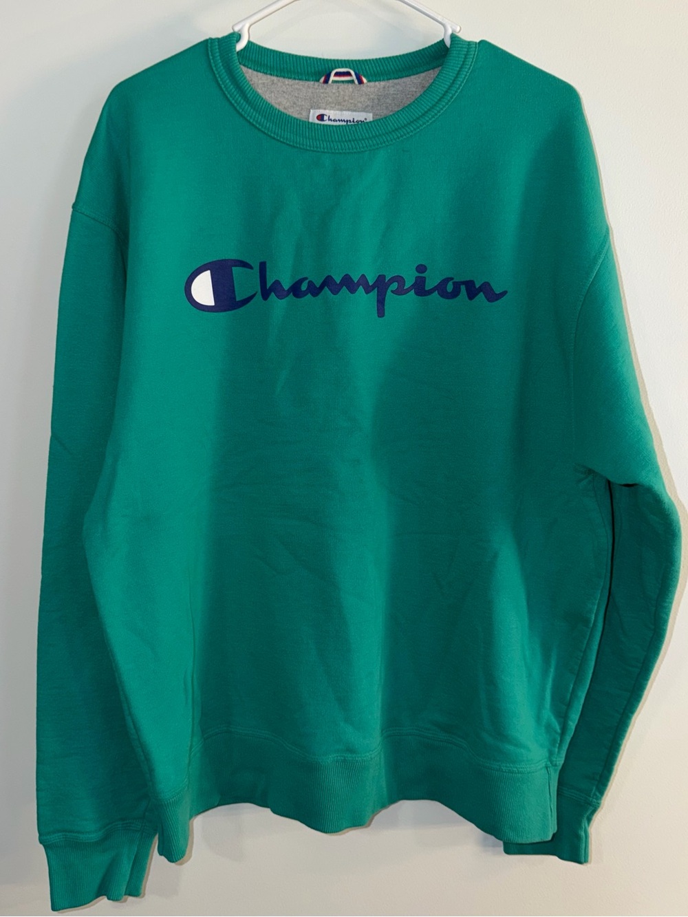 Champion Teal Ribbed Collar Sweatshirt with Logo Tag XL